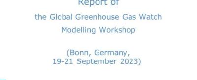 Cover page of the World Meteorological Organization's report for the Global Greenhouse Gas Watch Modelling Workshop held in Bonn, Germany, from September 19-21, 2023.